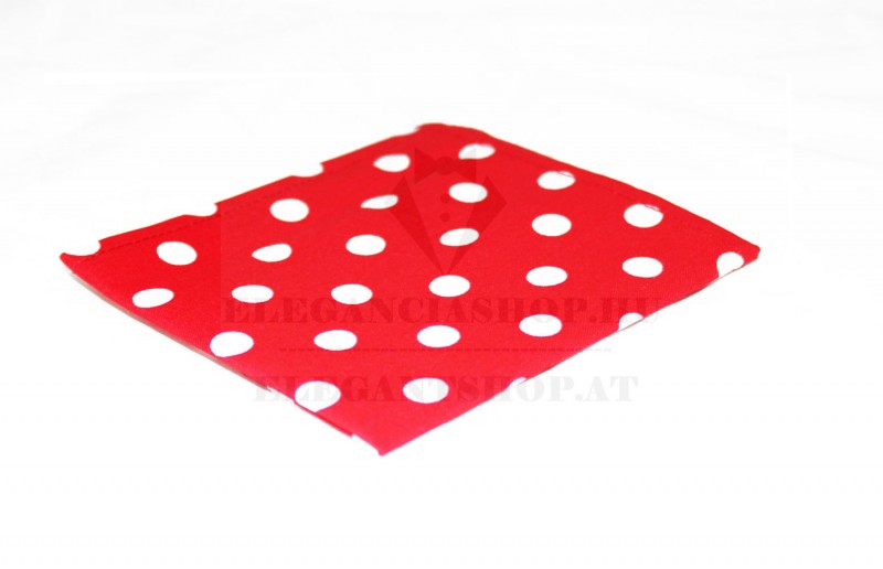    100 % pamut díszzsebkendő - Piros pöttyös